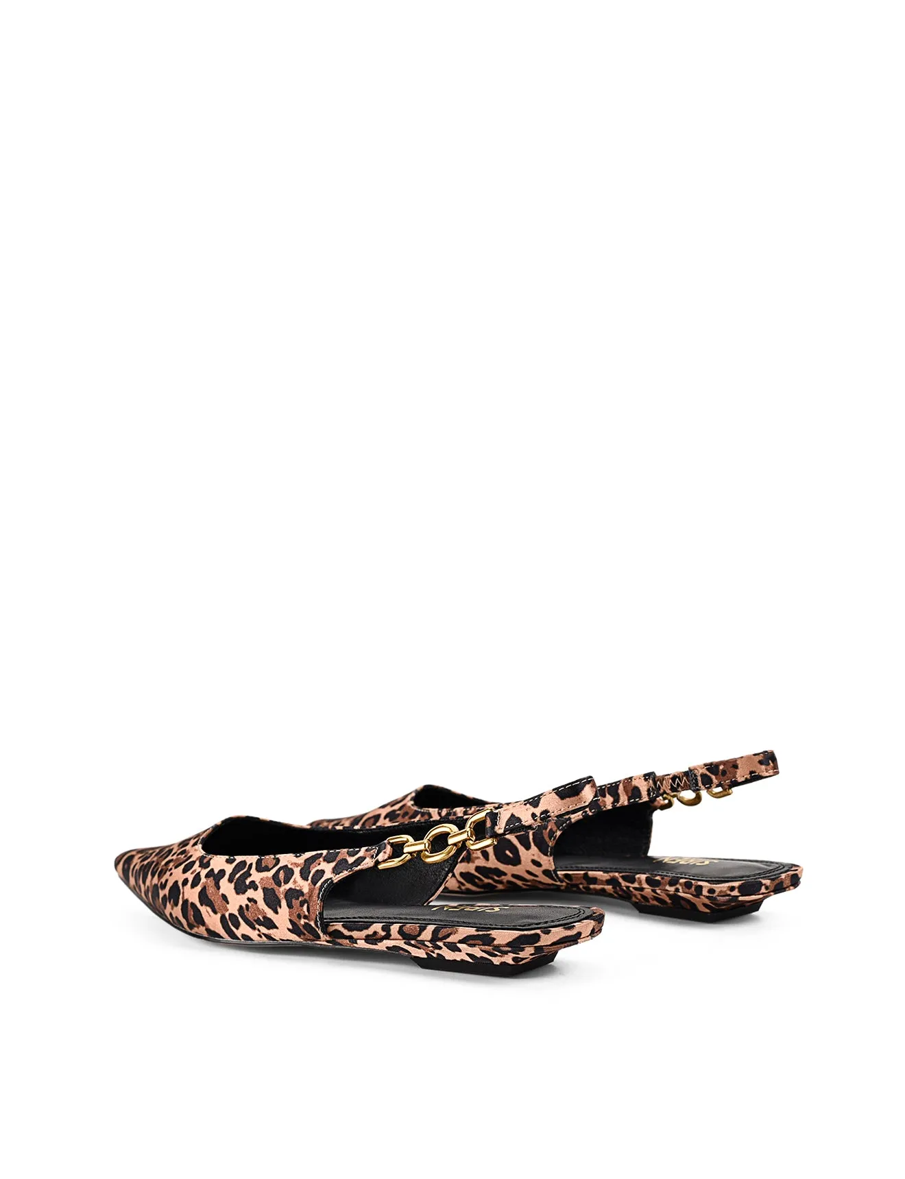 Alana Slingback Flats  - Leopard Satin
