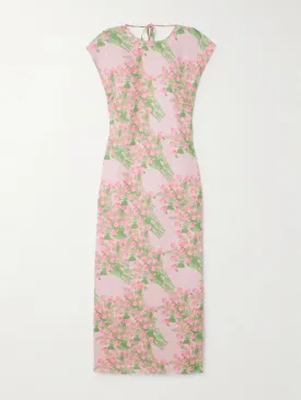 Anne open-back floral-print linen midi dress