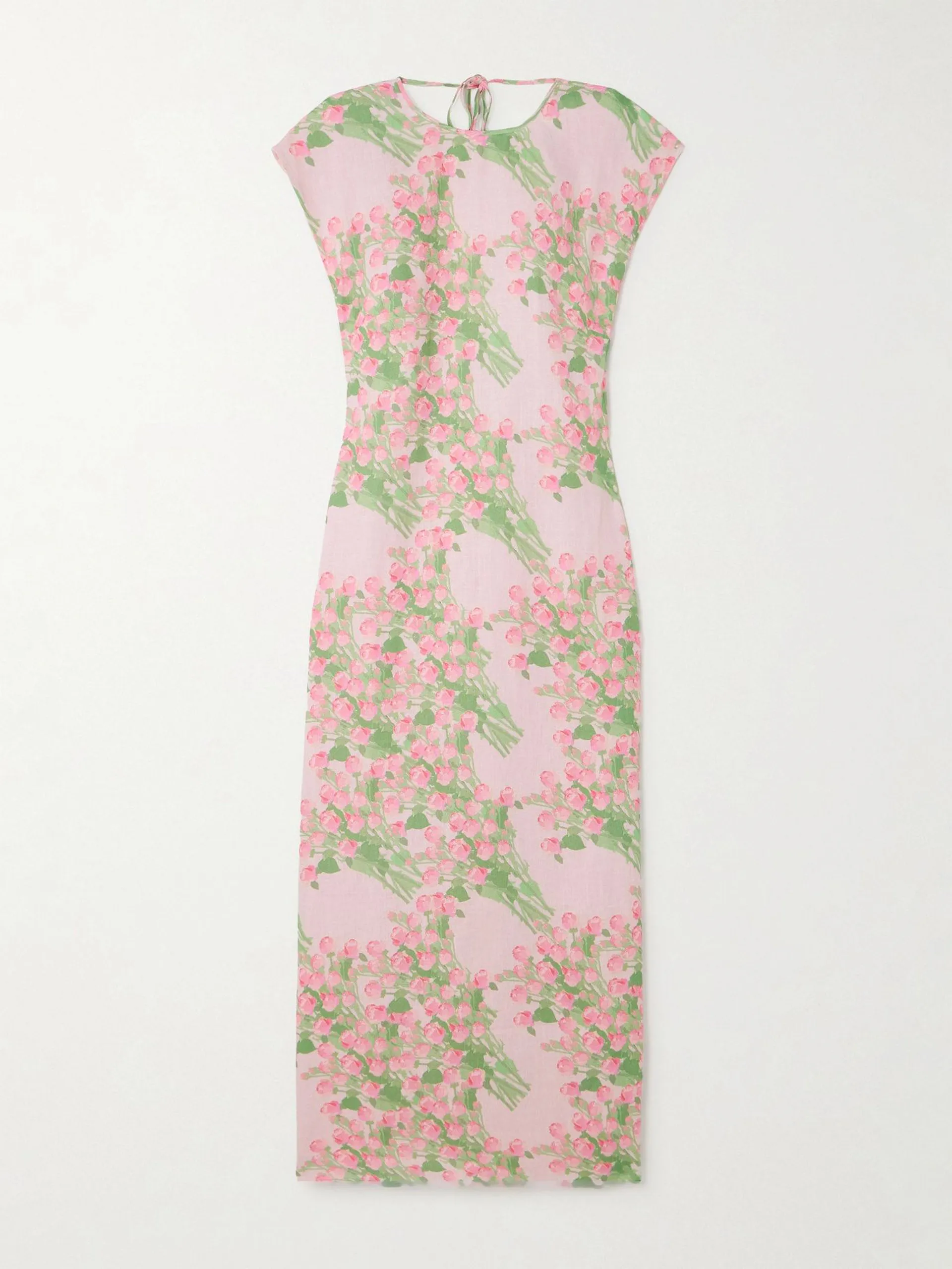 Anne open-back floral-print linen midi dress