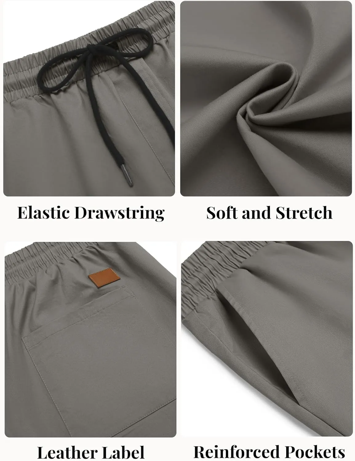 COOFANDY Men's Casual Shorts Cotton Elastic Waist Drawstring Shorts Lightweight Summer Beach Shorts