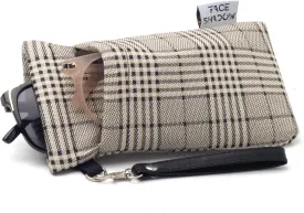 Face Shadow Double Glasses Case Soft Eyeglass Case For Women Men Squeeze Top Sunglasses Case With Cleaning Cloth