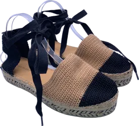 Free People Black/Tan Island Time Wrap Platform Espadrilles EU 41 UK 8
