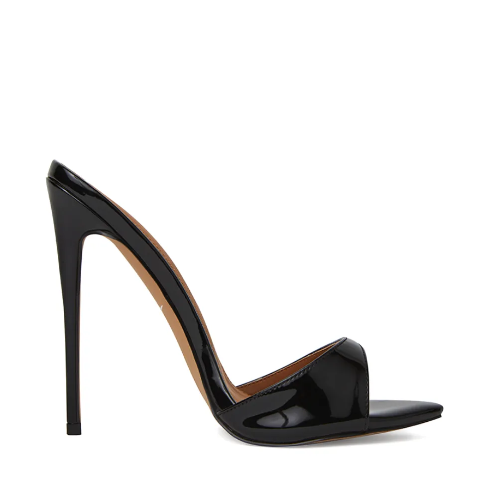 Gia Black Patent Leather Vegan Mules 120 mm