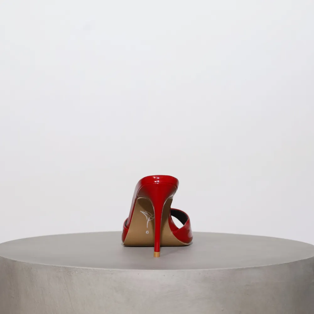 Gia Red Patent Leather Vegan Mules 80 mm
