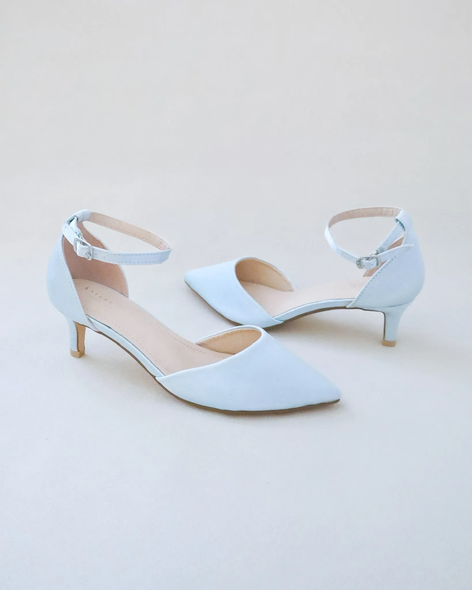 JOSKAA 2024 New Fashion High Heel Satin Pointy Toe Low Heels Wedding Shoes