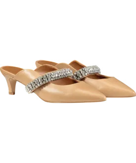 KG Kurt Geiger Brown Dutchess Leather Heeled Mules UK 6 EU 39 👠