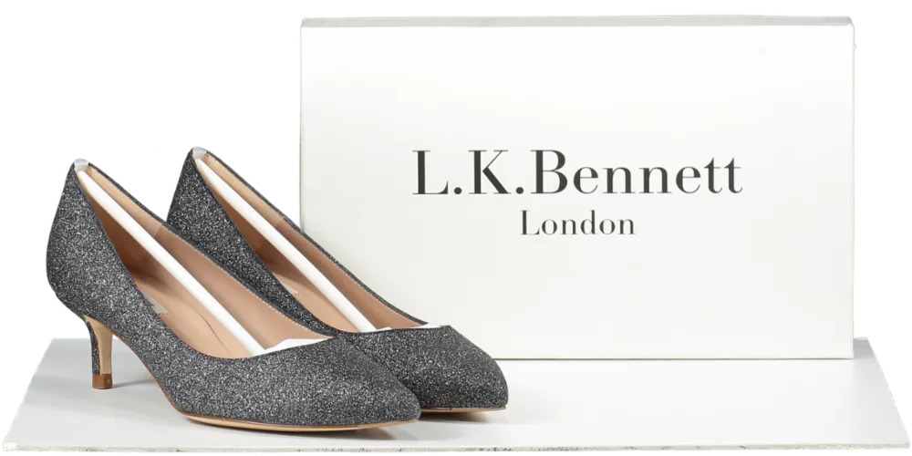 LK Bennett Grey Glitter Kitten Heel Court Shoes BNIB UK 3 EU 36 👠