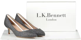 LK Bennett Grey Glitter Kitten Heel Court Shoes BNIB UK 4 EU 37 👠