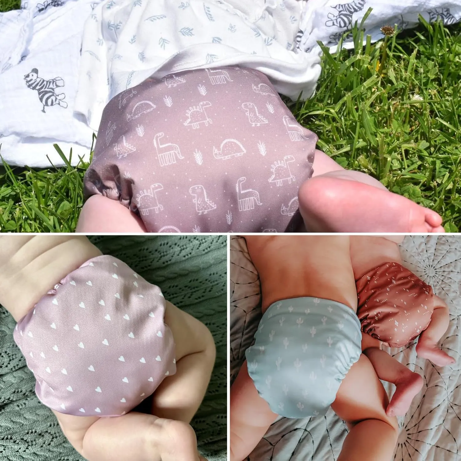 Mama Koala 3.0 Pocket Cloth Diapers for Babies with AWJ Lining, 6 Pack with 6 4-Layer Natural Cloth Diaper Inserts - Reusable and Washable Pocket Diapers(Simply Neutrals)