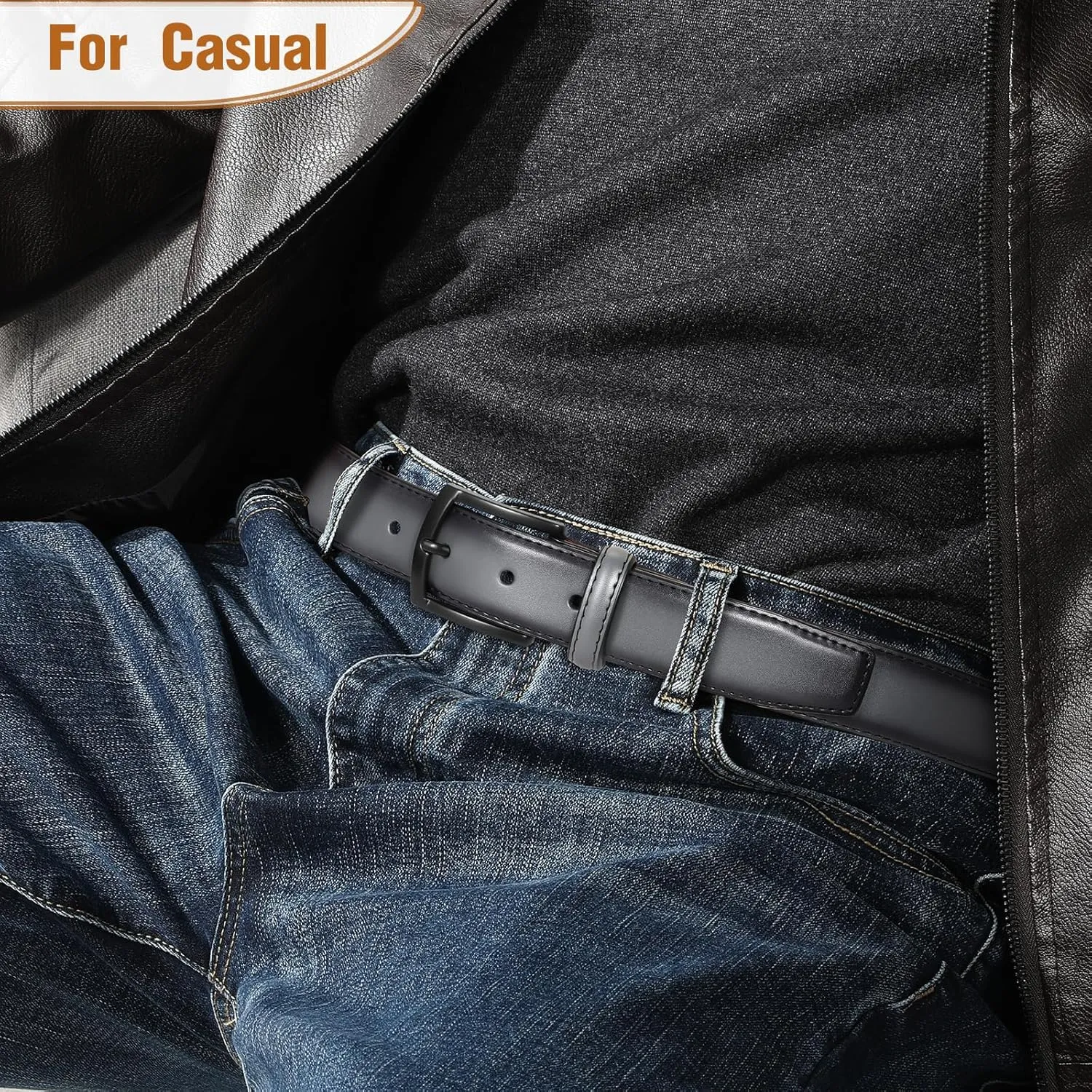 Men's Belt 2Pack Genuine Leather Belt for Men Dress Casual Golf Jeans Pants 1 3/8"
