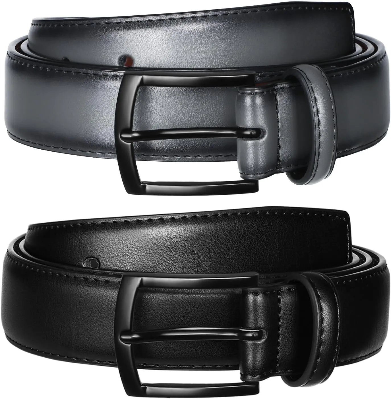 Men's Belt 2Pack Genuine Leather Belt for Men Dress Casual Golf Jeans Pants 1 3/8"
