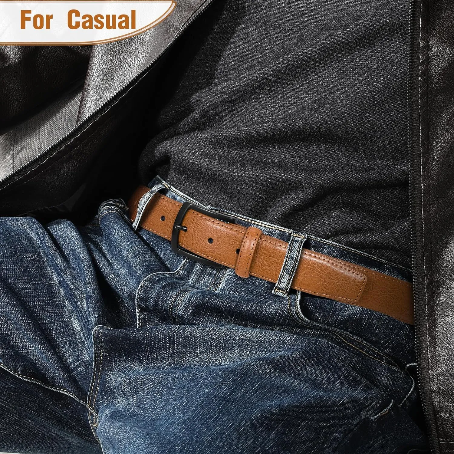 Men's Belt 2Pack Genuine Leather Belt for Men Dress Casual Golf Jeans Pants 1 3/8"