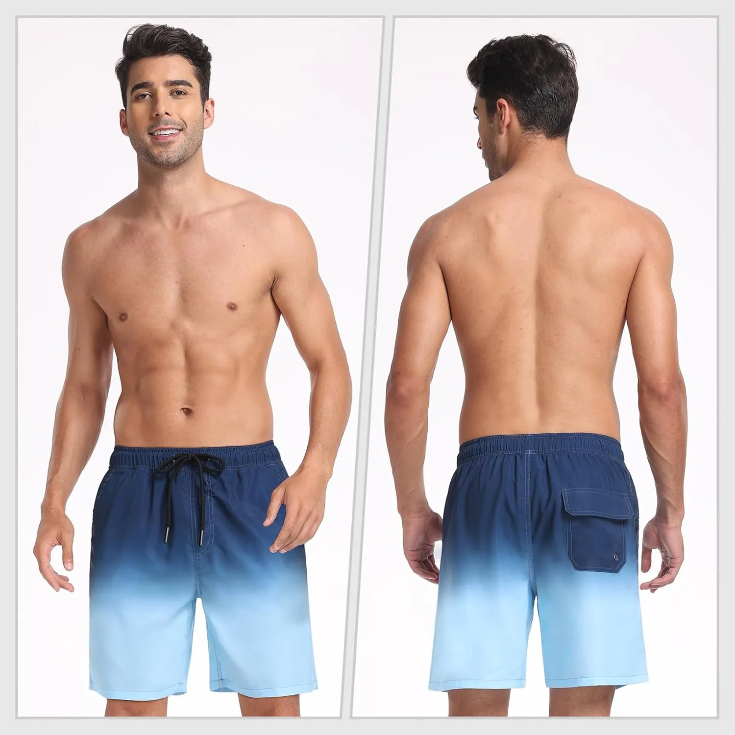 Mens Swim Trunks with Compression Liner 2 in 1 Quick Dry Swimming Shorts Swimwear Bathing Suits with Pockets