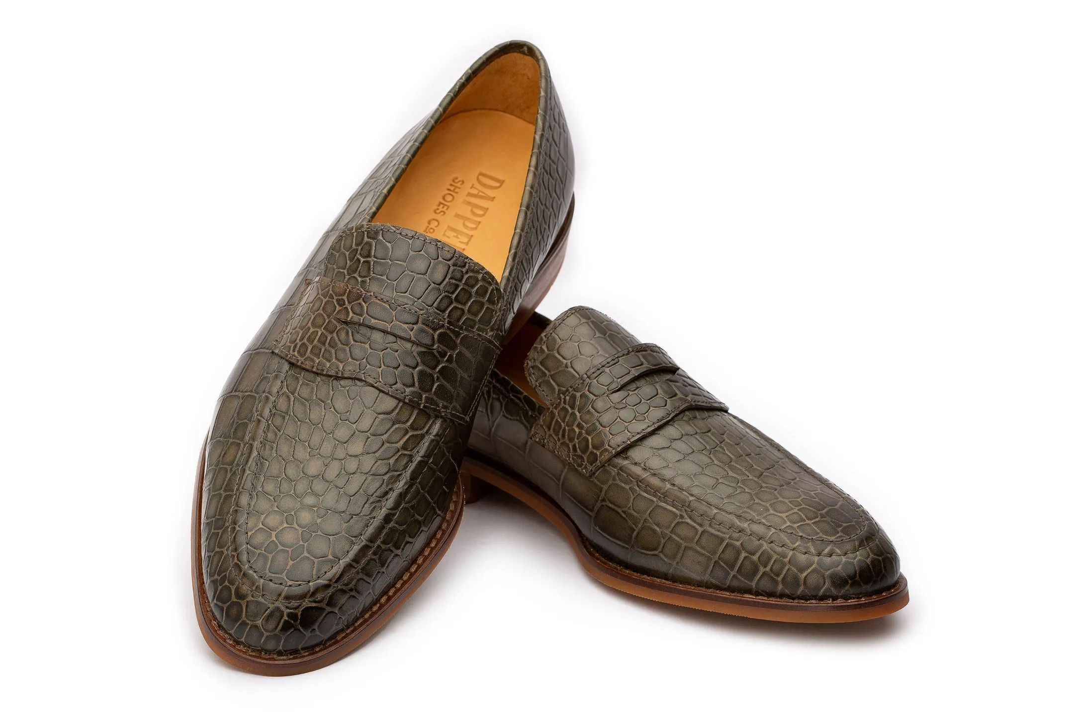 Penny Loafer - Crocodile Green (6,9,10,11 & 12 Only)