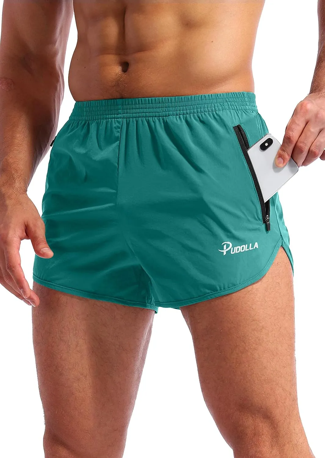 Pudolla Men??s Running Shorts 3 Inch Quick Dry Gym Athletic Workout Shorts for Men with Zipper Pockets