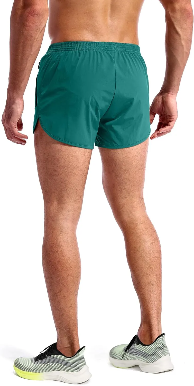 Pudolla Men??s Running Shorts 3 Inch Quick Dry Gym Athletic Workout Shorts for Men with Zipper Pockets