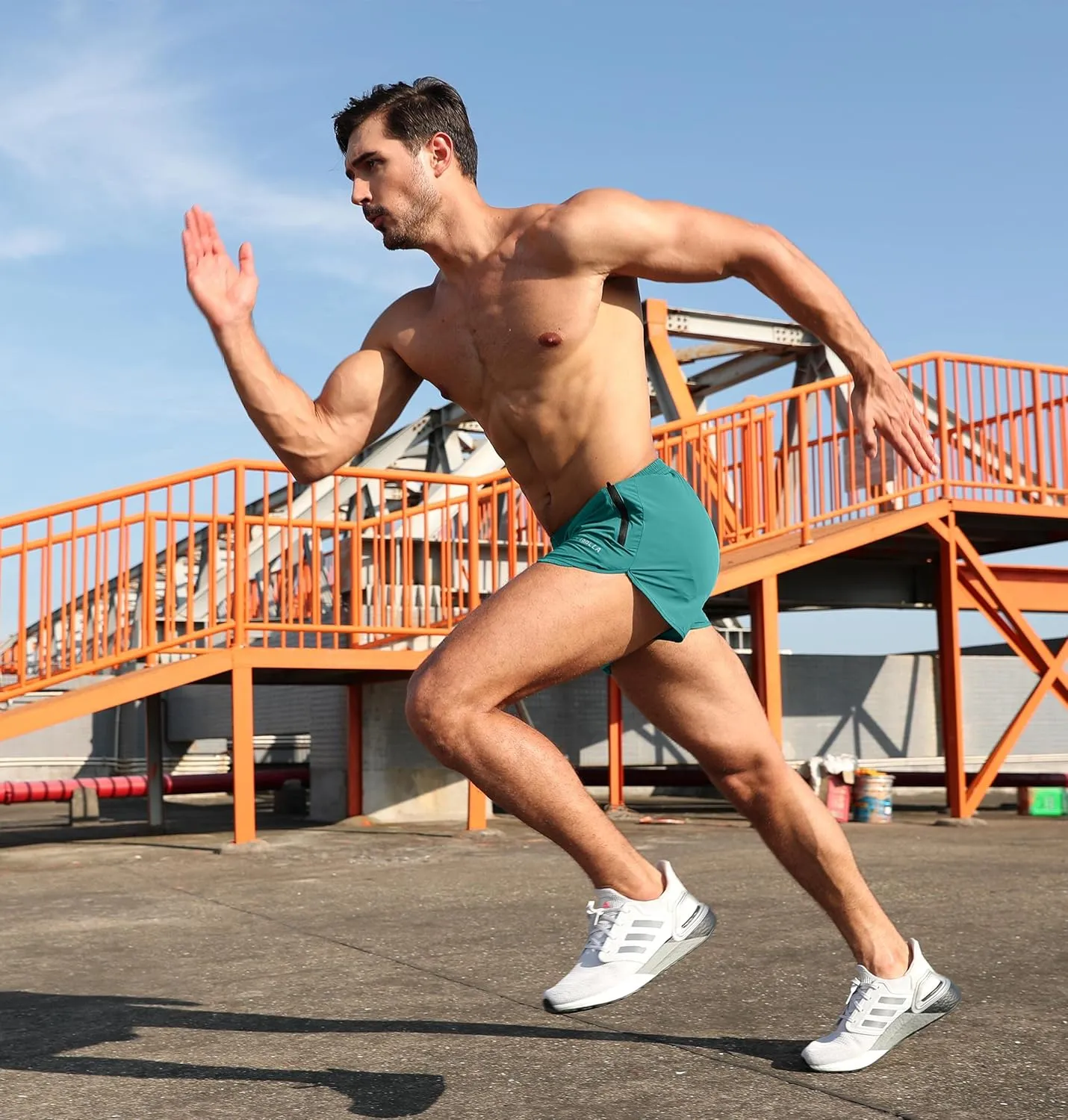 Pudolla Men??s Running Shorts 3 Inch Quick Dry Gym Athletic Workout Shorts for Men with Zipper Pockets