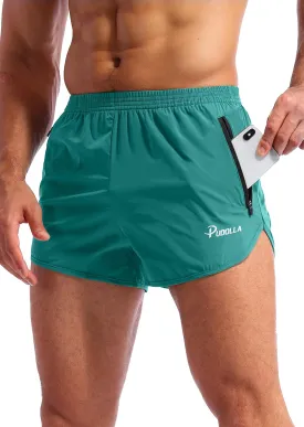 Pudolla Men??s Running Shorts 3 Inch Quick Dry Gym Athletic Workout Shorts for Men with Zipper Pockets