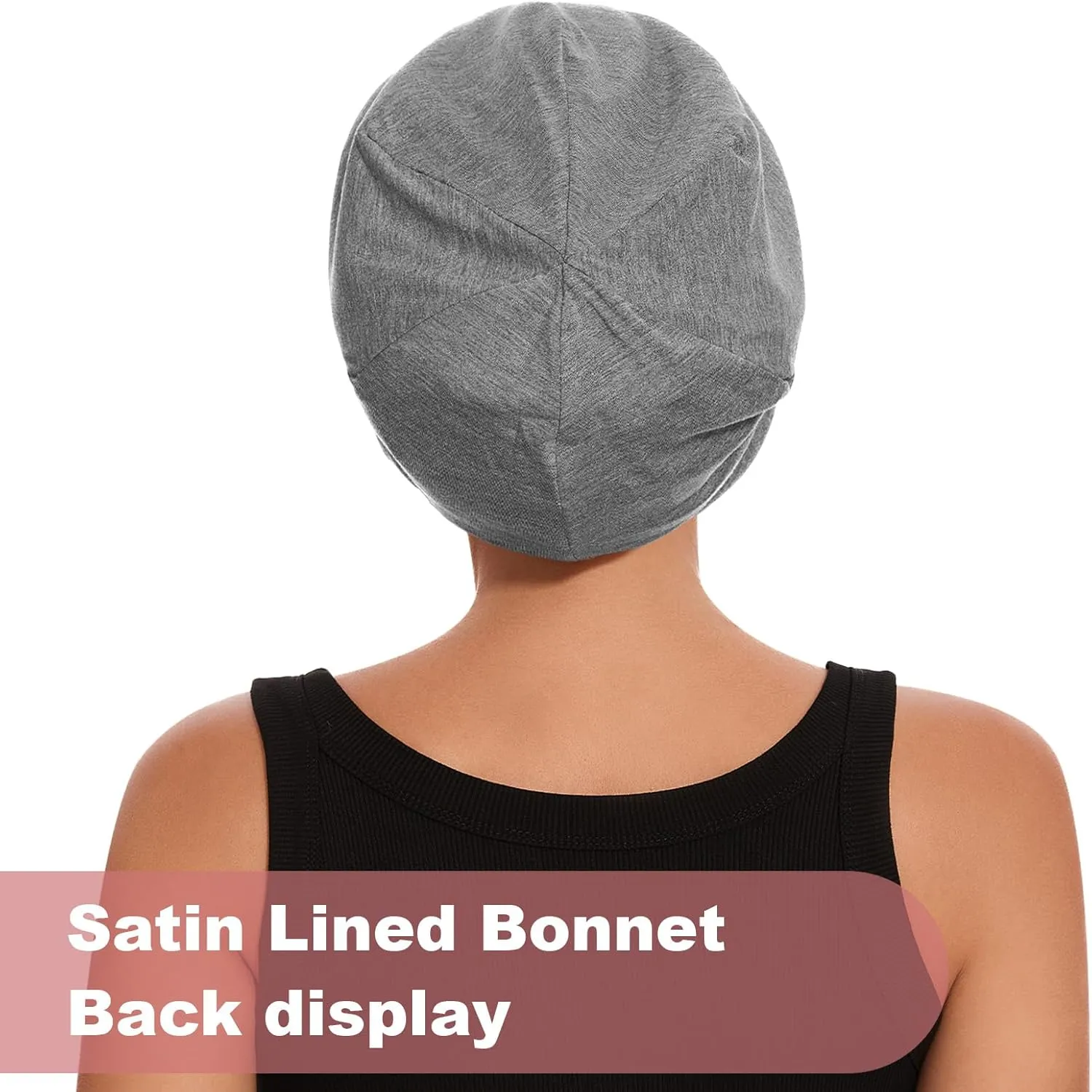 Silk Bonnet for Sleeping Women, Adjustable Silky Satin Lined Sleep Cap, Silk Hair Wrap Slouch Beanie Hat