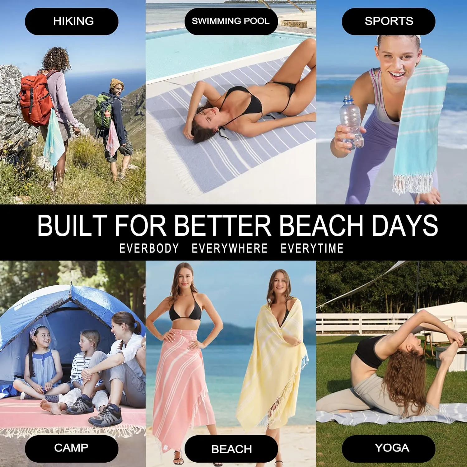 Turkish Beach Towels Vacation Essentials Quick Dry Sand Free Oversized Bath Pool Swim Towel Extra Large XL Blanket Adult Travel Cruise Accessories Must Haves Clearance Stuff Necessities